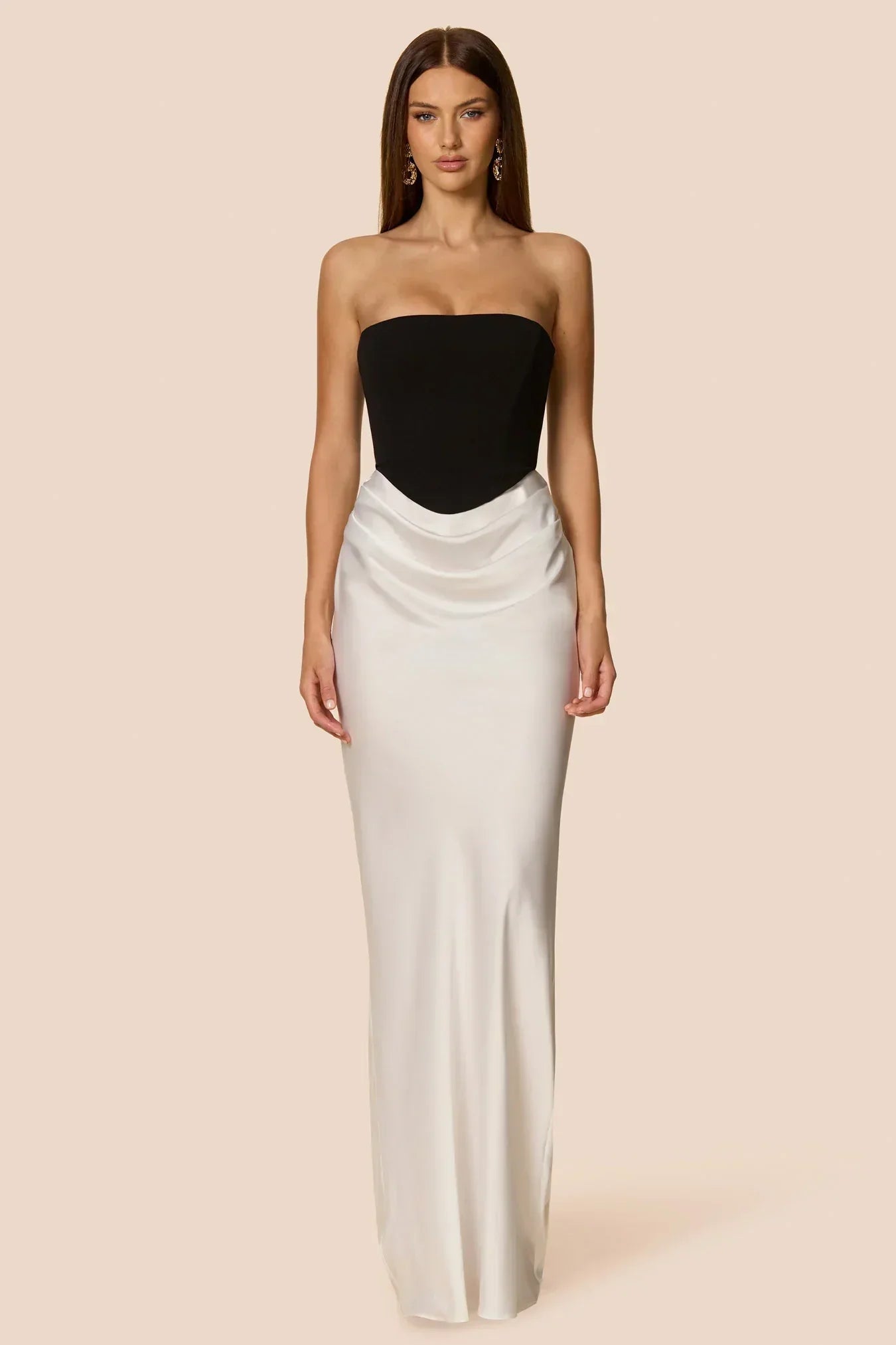 Nookie Chiara Strapless Gown - Black/White