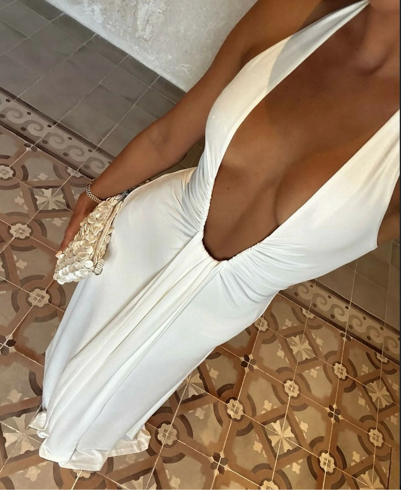Jennifer Cupro Maxi Dress - White